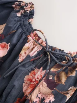 Navy Floral Off the Shoulder Jumpsuit