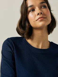 Navy Geo Ribbed Long Sleeve Pyjamas