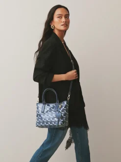 Navy Geometric Print Cross-Body Bag