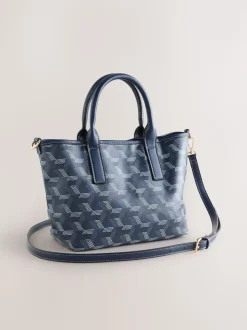 Navy Geometric Print Cross-Body Bag