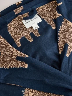 Navy Hamish The Highland Cow Cosy Lightweight Dressing Gown