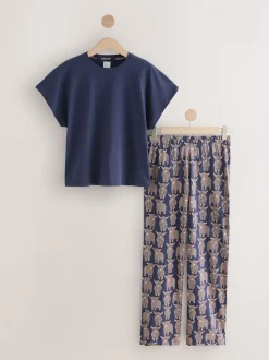 Navy Hamish The Highland Cow Short Sleeve Pyjamas