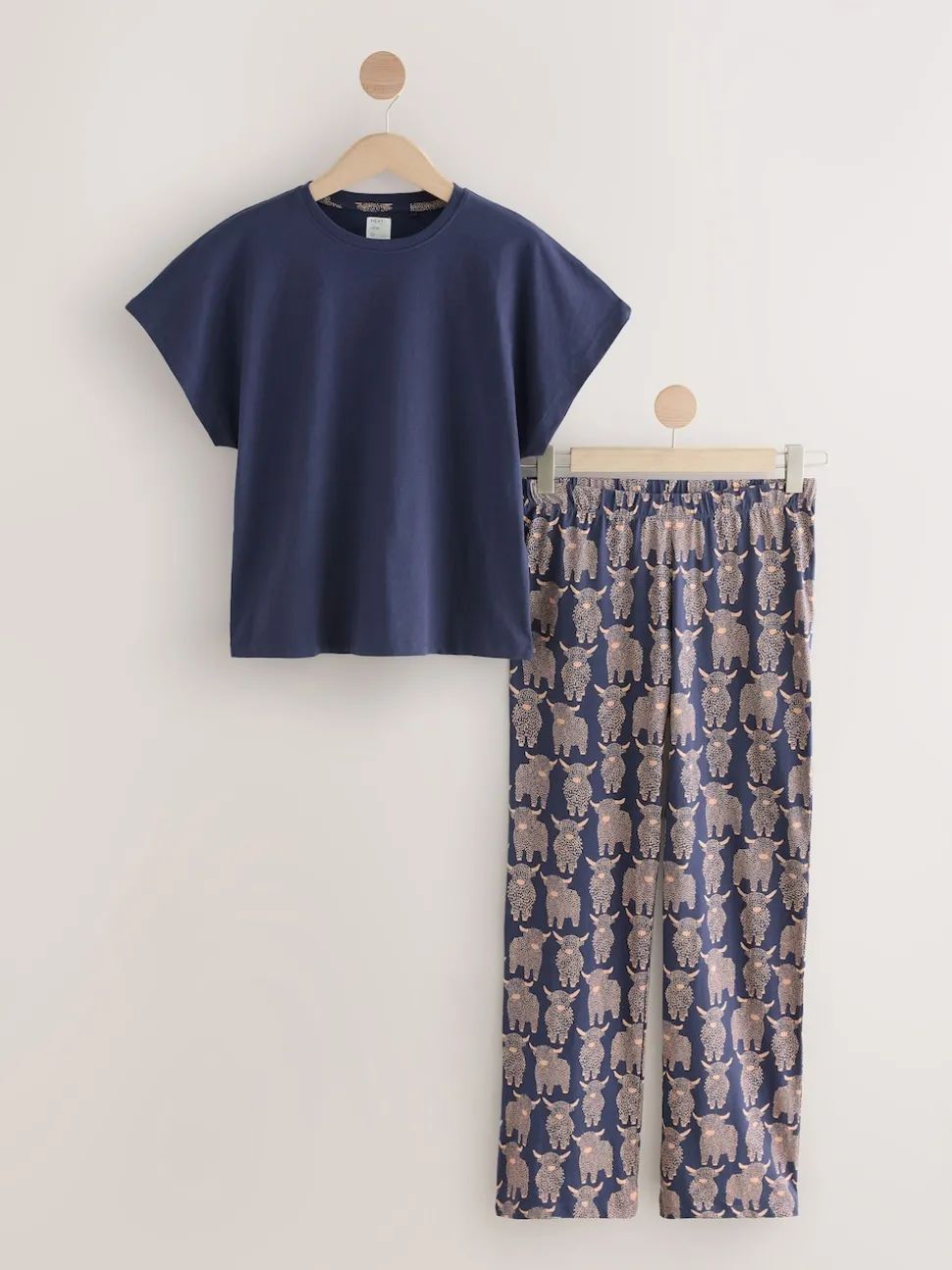 Navy Hamish The Highland Cow Short Sleeve Pyjamas