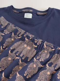 Navy Hamish The Highland Cow Short Sleeve Pyjamas