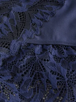 Navy High Waist High Leg Ultimate Comfort Lace Knickers 2 Pack