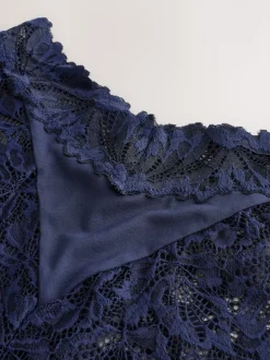 Navy High Waist High Leg Ultimate Comfort Lace Knickers 2 Pack
