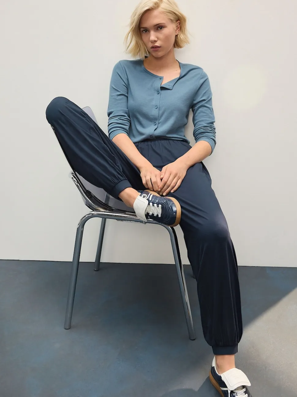 Navy Jersey Harem Joggers