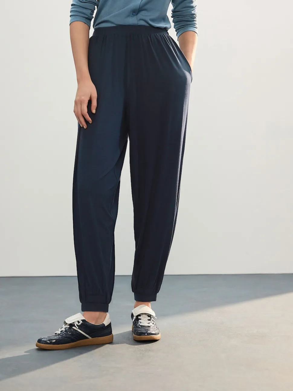 Navy Jersey Harem Joggers