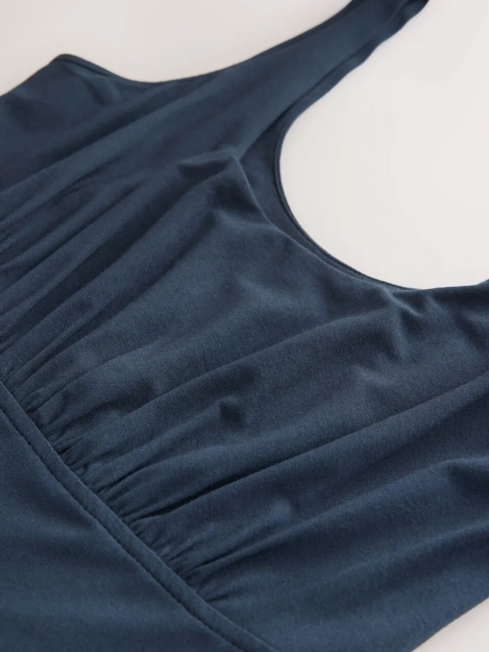 Navy Jersey Waisted Summer Midi Dress