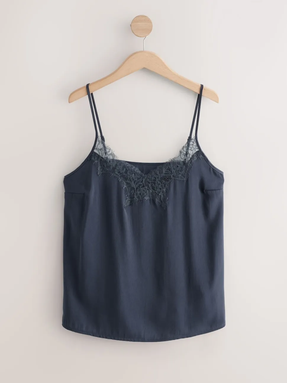 Navy Lace Trim Strappy Cami Top