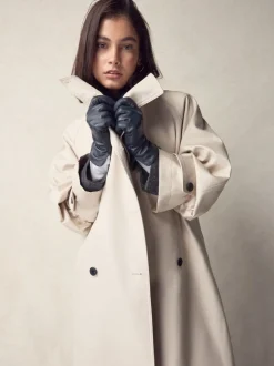 Navy Leather Gloves