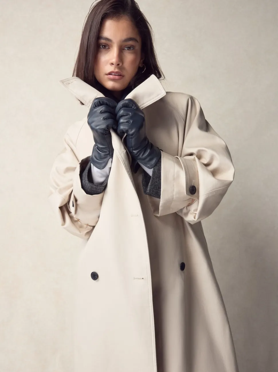 Navy Leather Gloves