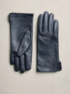 Navy Leather Gloves