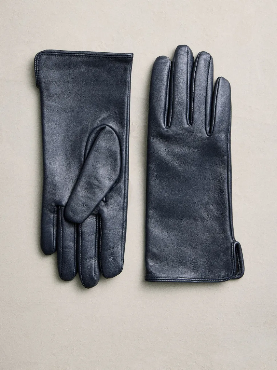 Navy Leather Gloves