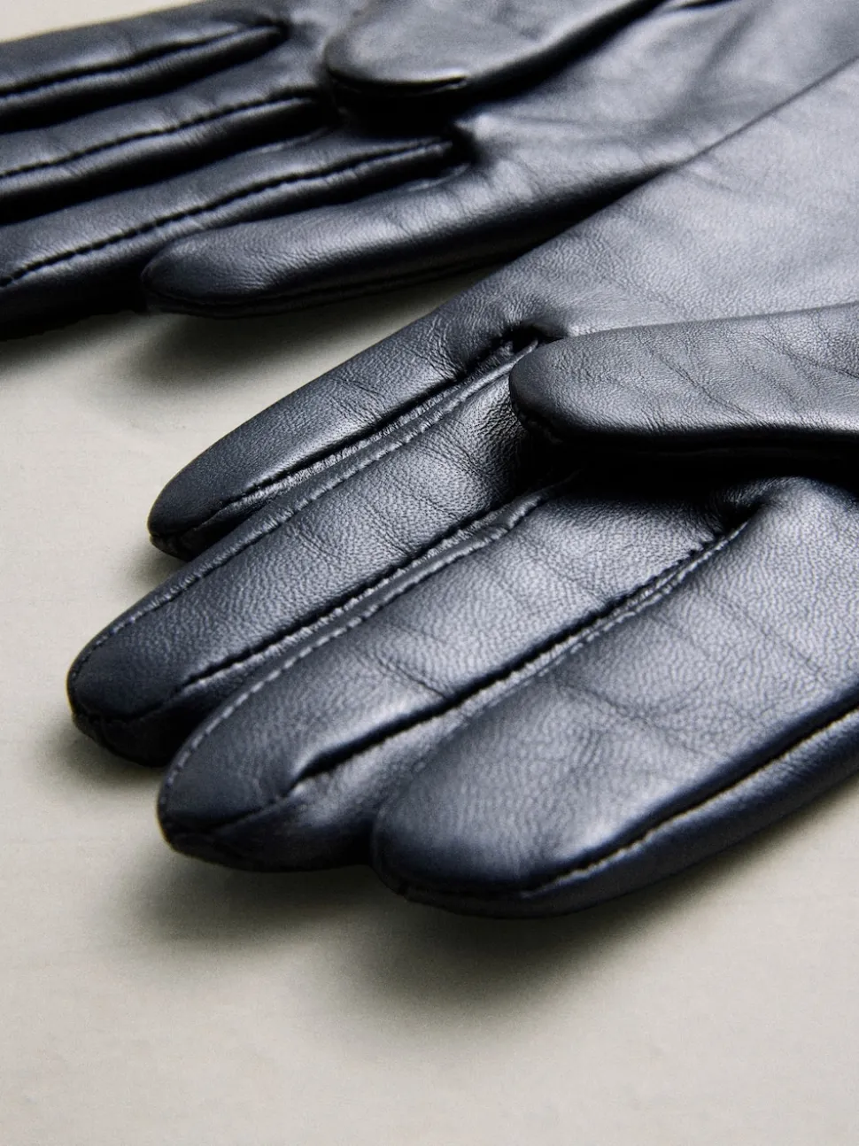 Navy Leather Gloves