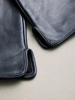 Navy Leather Gloves