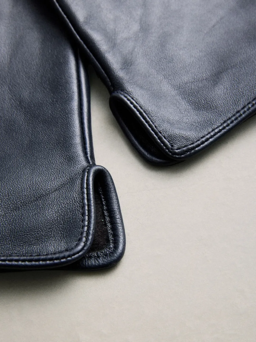 Navy Leather Gloves