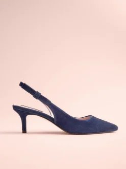 Navy Leather Tabitha Simmons x Next Dela Slingback Point Heels