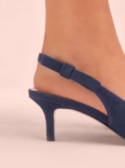 Navy Leather Tabitha Simmons x Next Dela Slingback Point Heels
