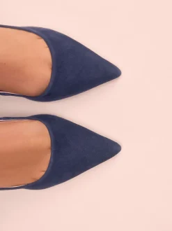 Navy Leather Tabitha Simmons x Next Dela Slingback Point Heels