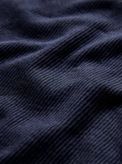 Navy Long Sleeve Ribbed Roll Neck Top