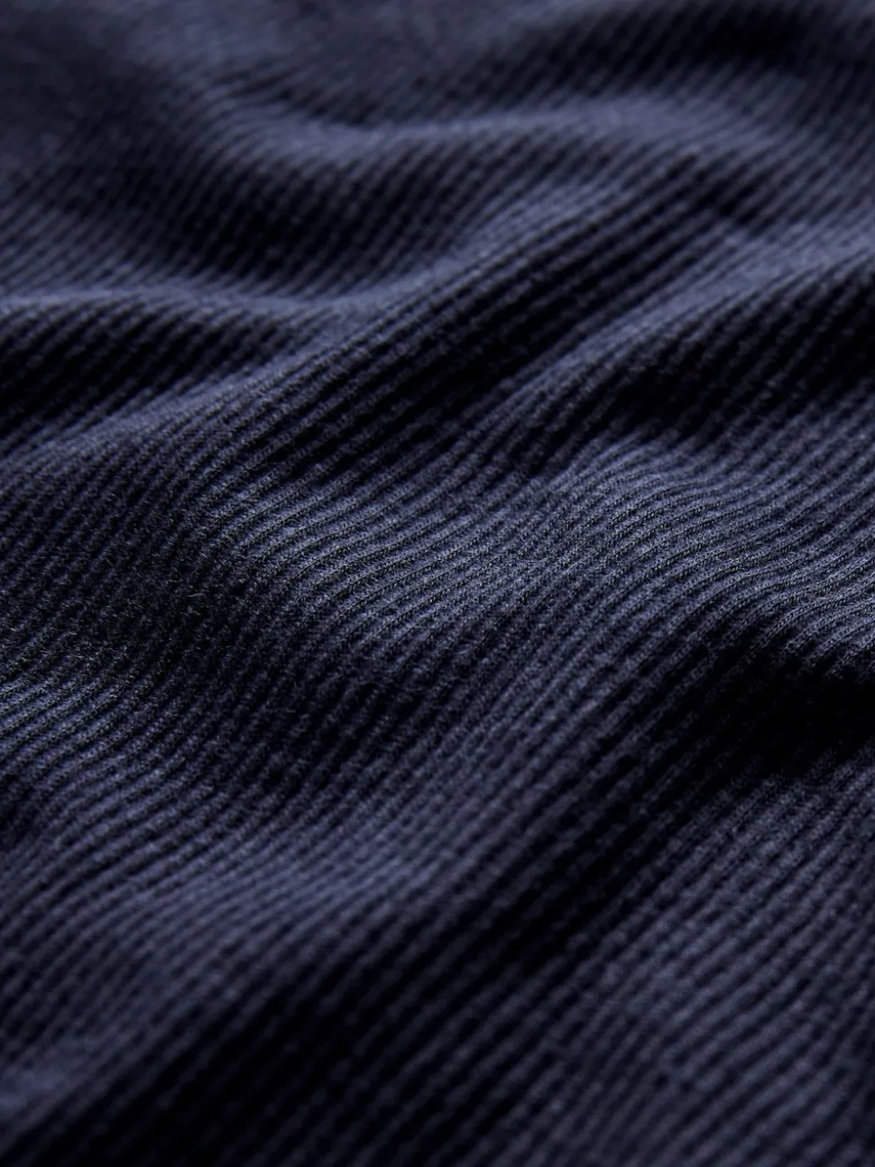Navy Long Sleeve Ribbed Roll Neck Top