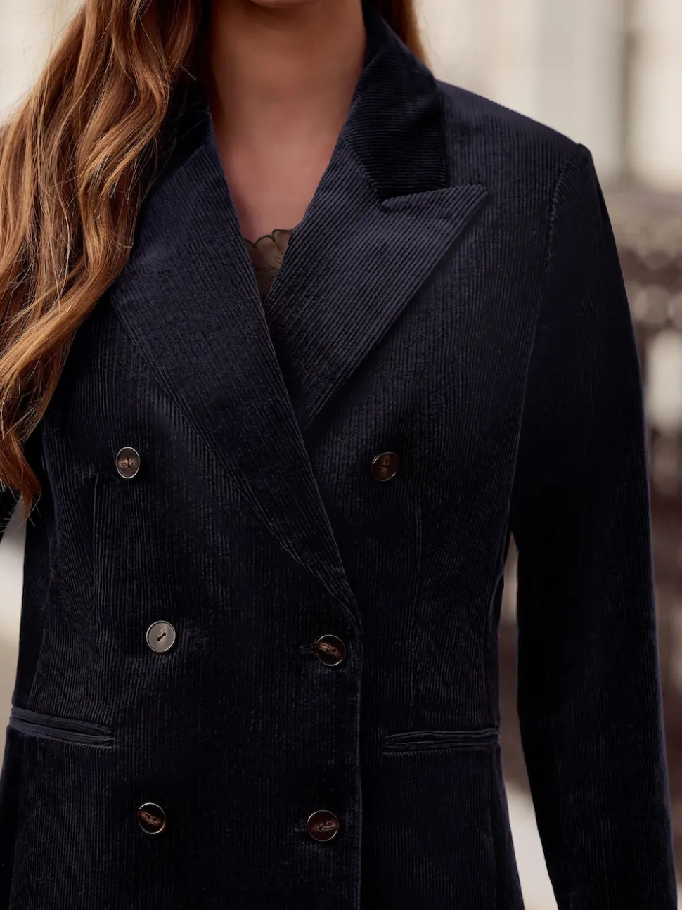 Navy N. Premium Cord Double Breasted Blazer