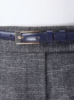 Navy N. Premium Skinny Made In Italy Leather Belt