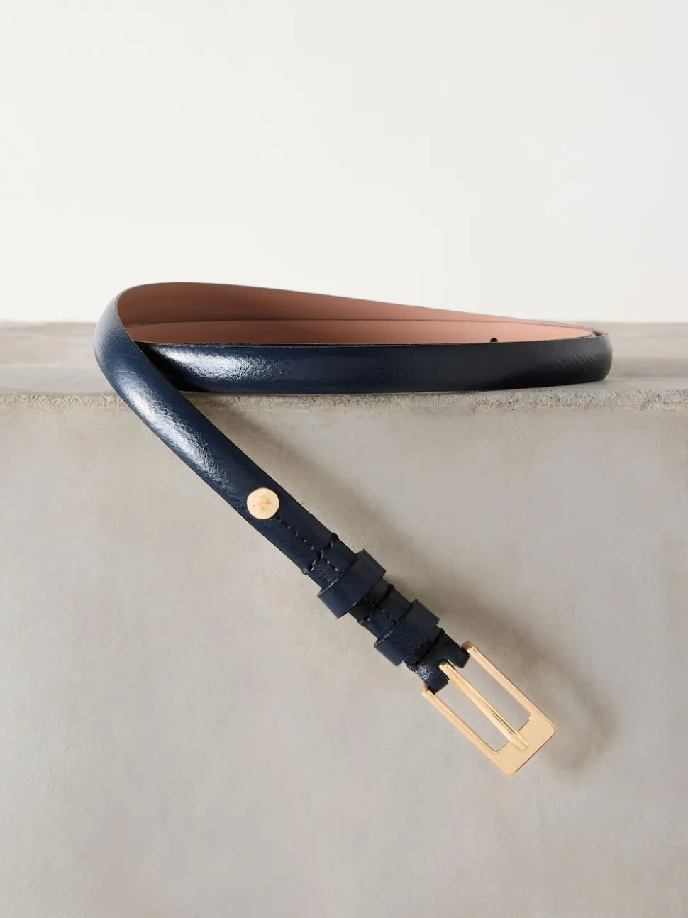 Navy N. Premium Skinny Made In Italy Leather Belt