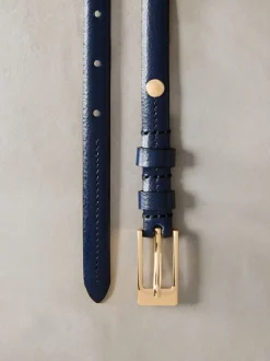 Navy N. Premium Skinny Made In Italy Leather Belt