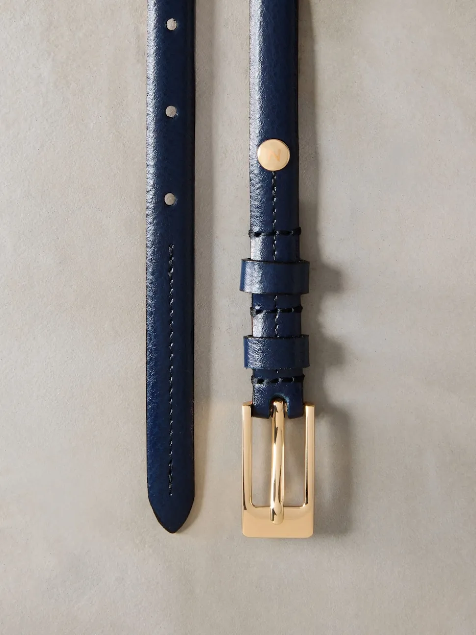 Navy N. Premium Skinny Made In Italy Leather Belt