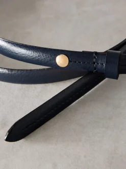 Navy N. Premium Skinny Made In Italy Leather Belt