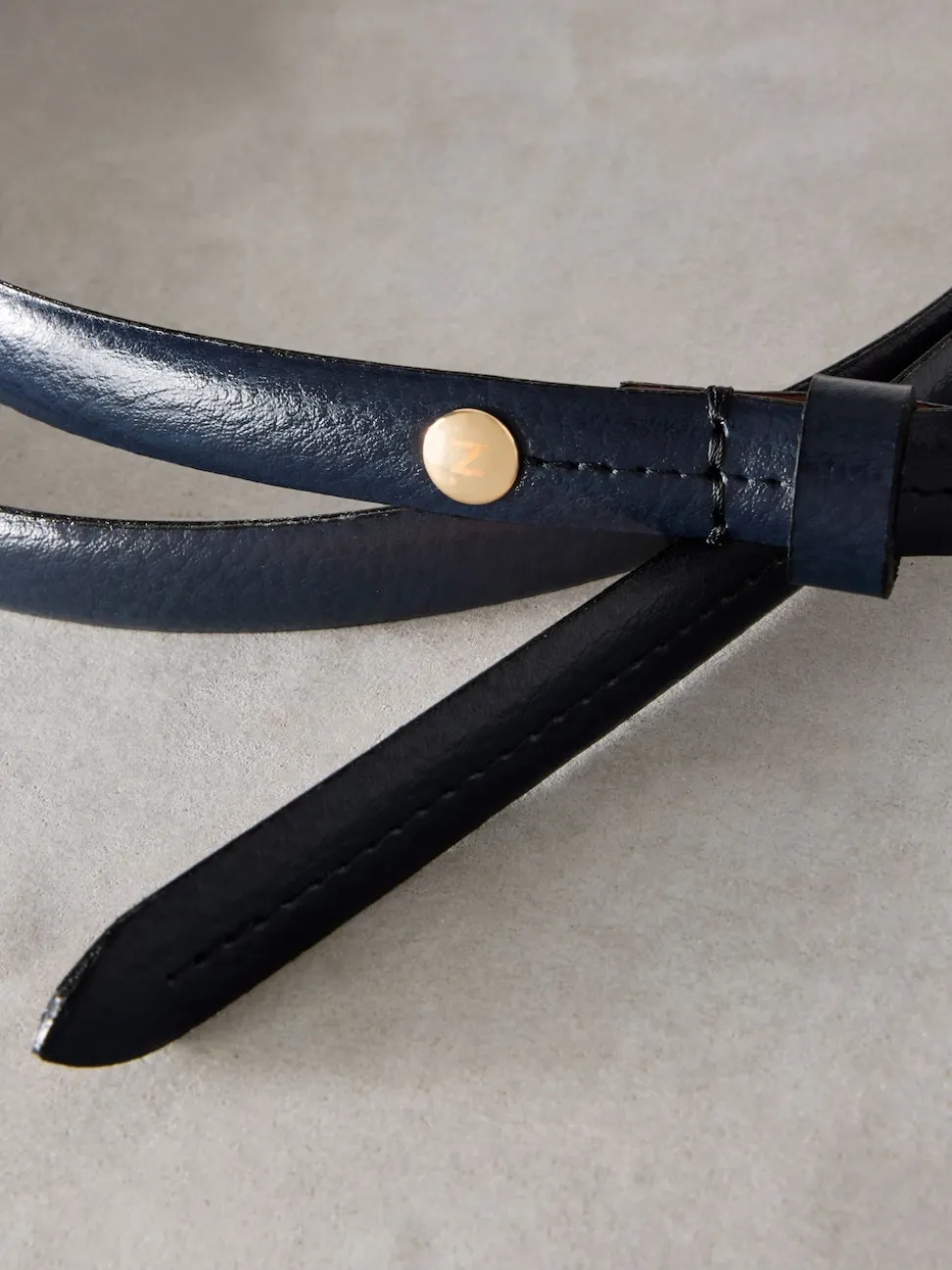 Navy N. Premium Skinny Made In Italy Leather Belt