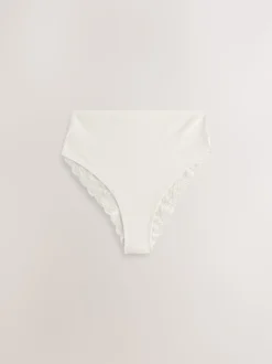 Navy Paisley High Rise High Leg Cotton Lace Knickers 4 Pack
