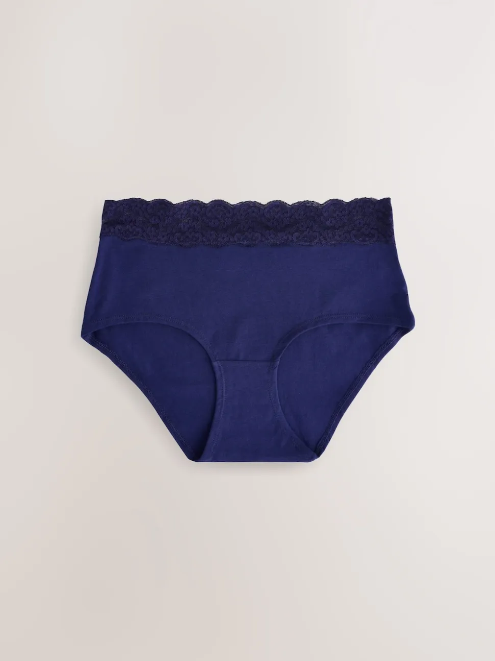 Navy Paisley Midi Cotton Lace Knickers 4 Pack