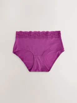 Navy Paisley Midi Cotton Lace Knickers 4 Pack