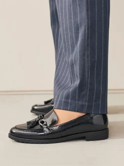Navy Patent Patent Tassel Hardware Detail Loafers