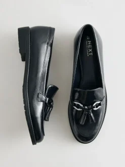 Navy Patent Patent Tassel Hardware Detail Loafers