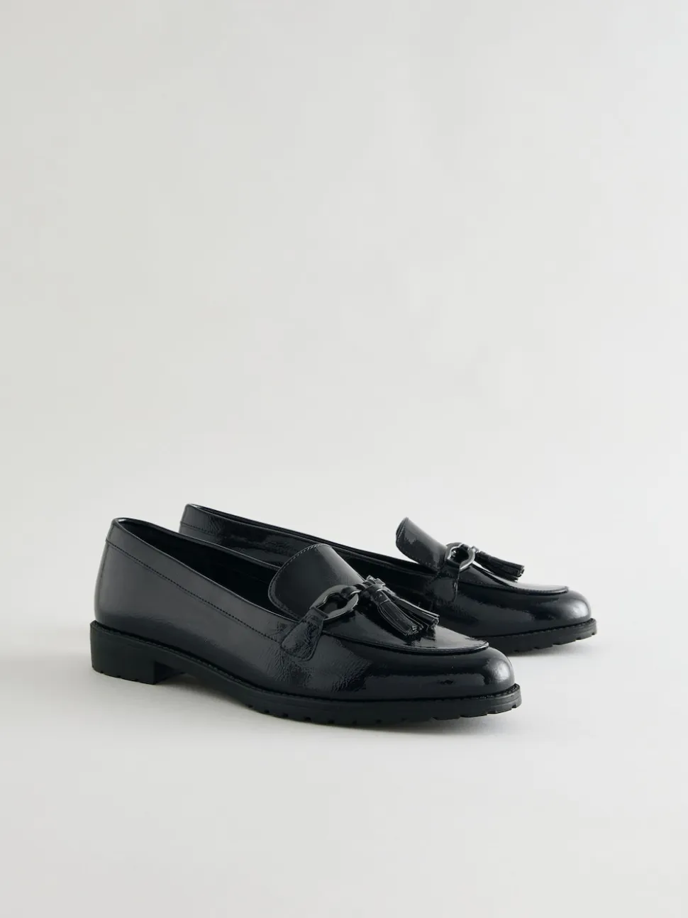 Navy Patent Patent Tassel Hardware Detail Loafers