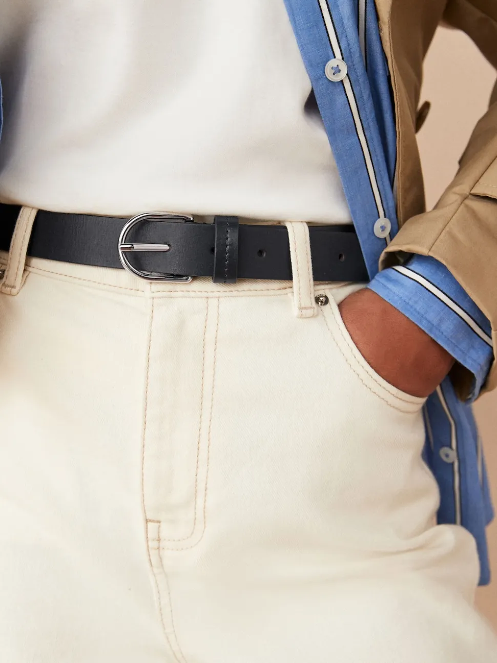 Navy Regular Leather Belt