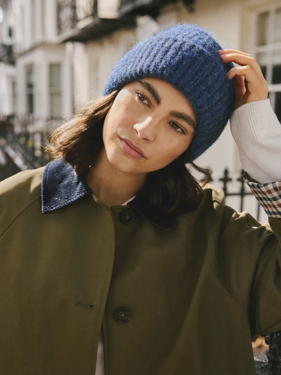 Navy Ribbed Beanie Containing Wool Hat