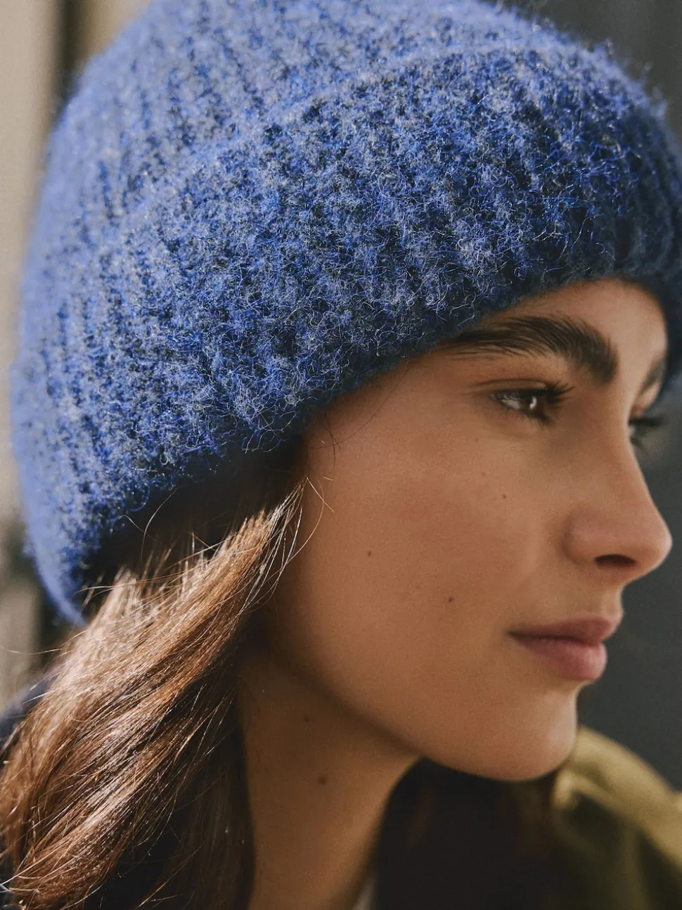 Navy Ribbed Beanie Containing Wool Hat