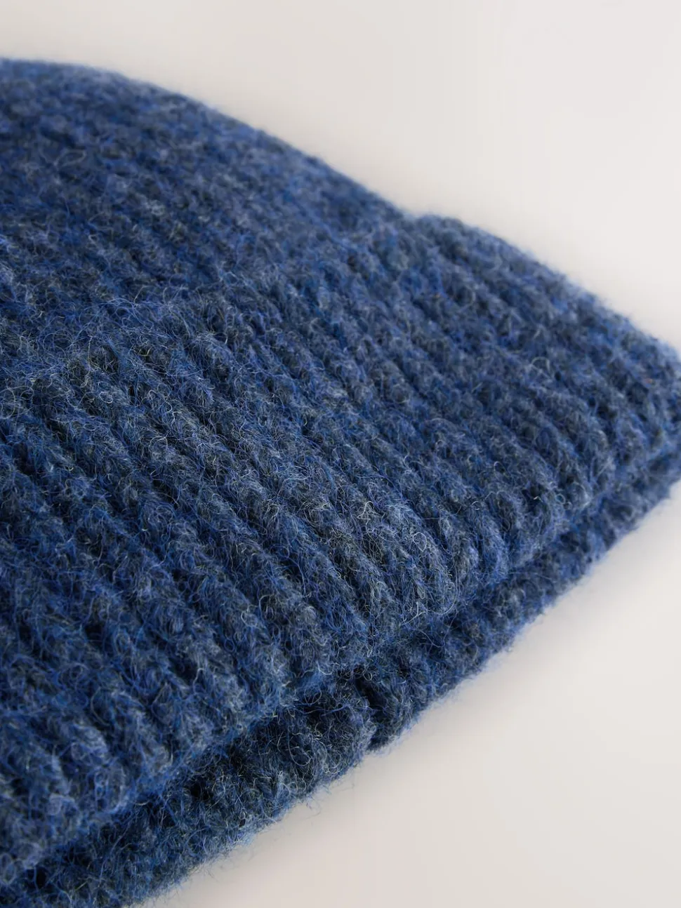 Navy Ribbed Beanie Containing Wool Hat