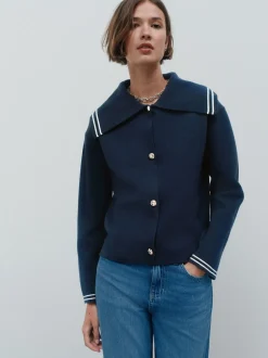 Navy Sailor Collar Cardigan