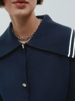 Navy Sailor Collar Cardigan