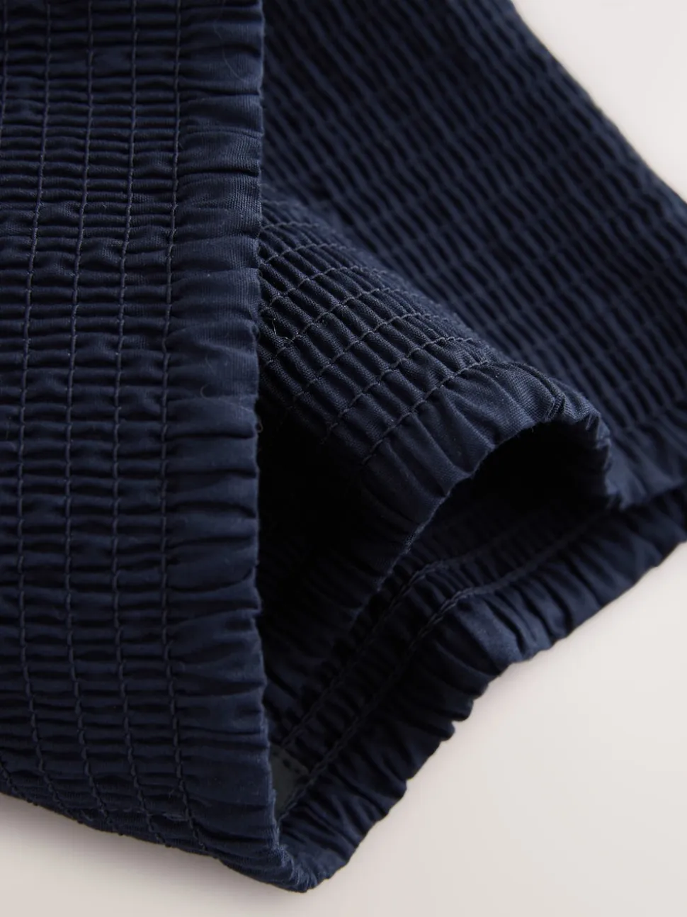 Navy Shirred Maxi Skirt