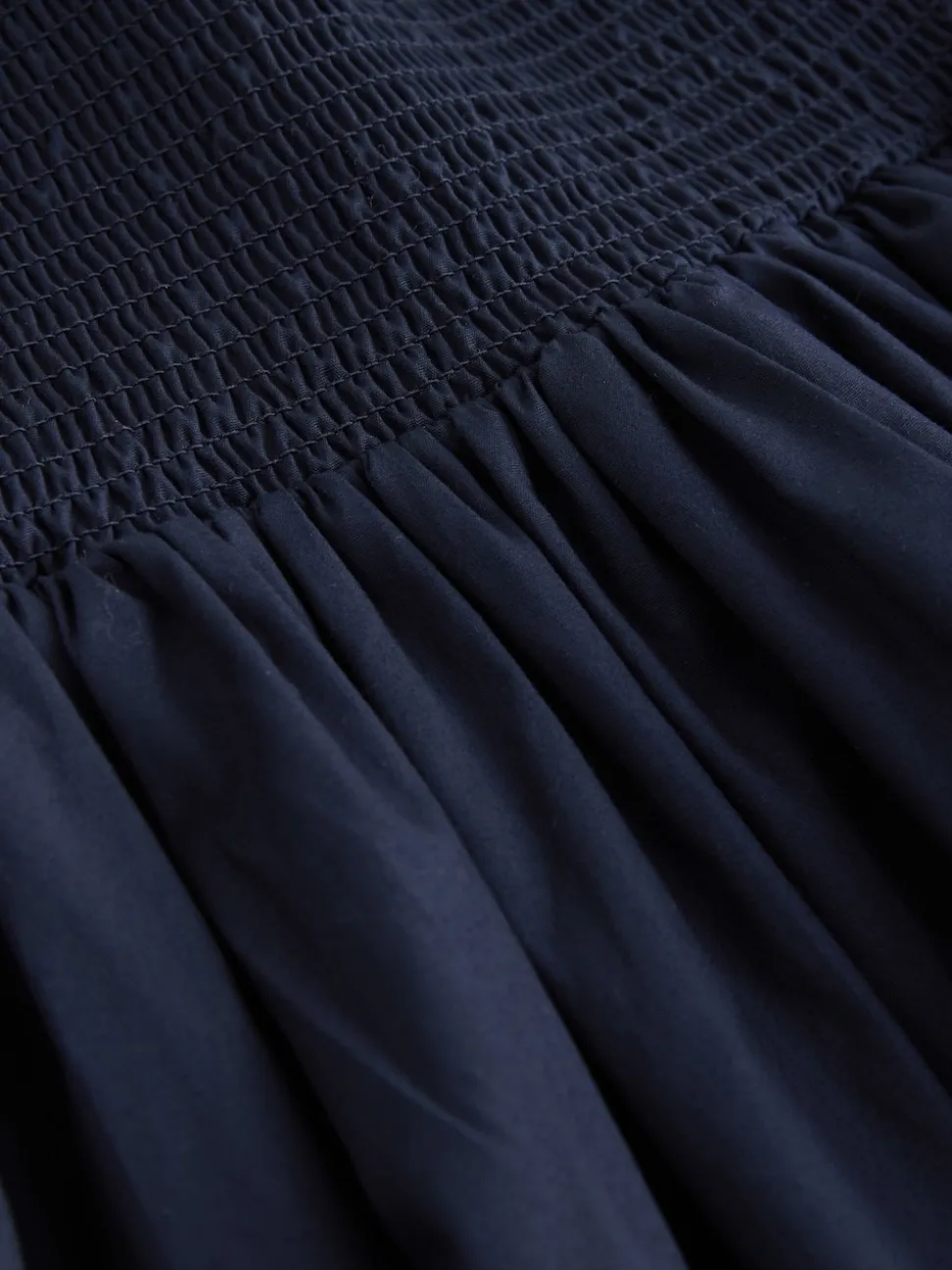 Navy Shirred Maxi Skirt