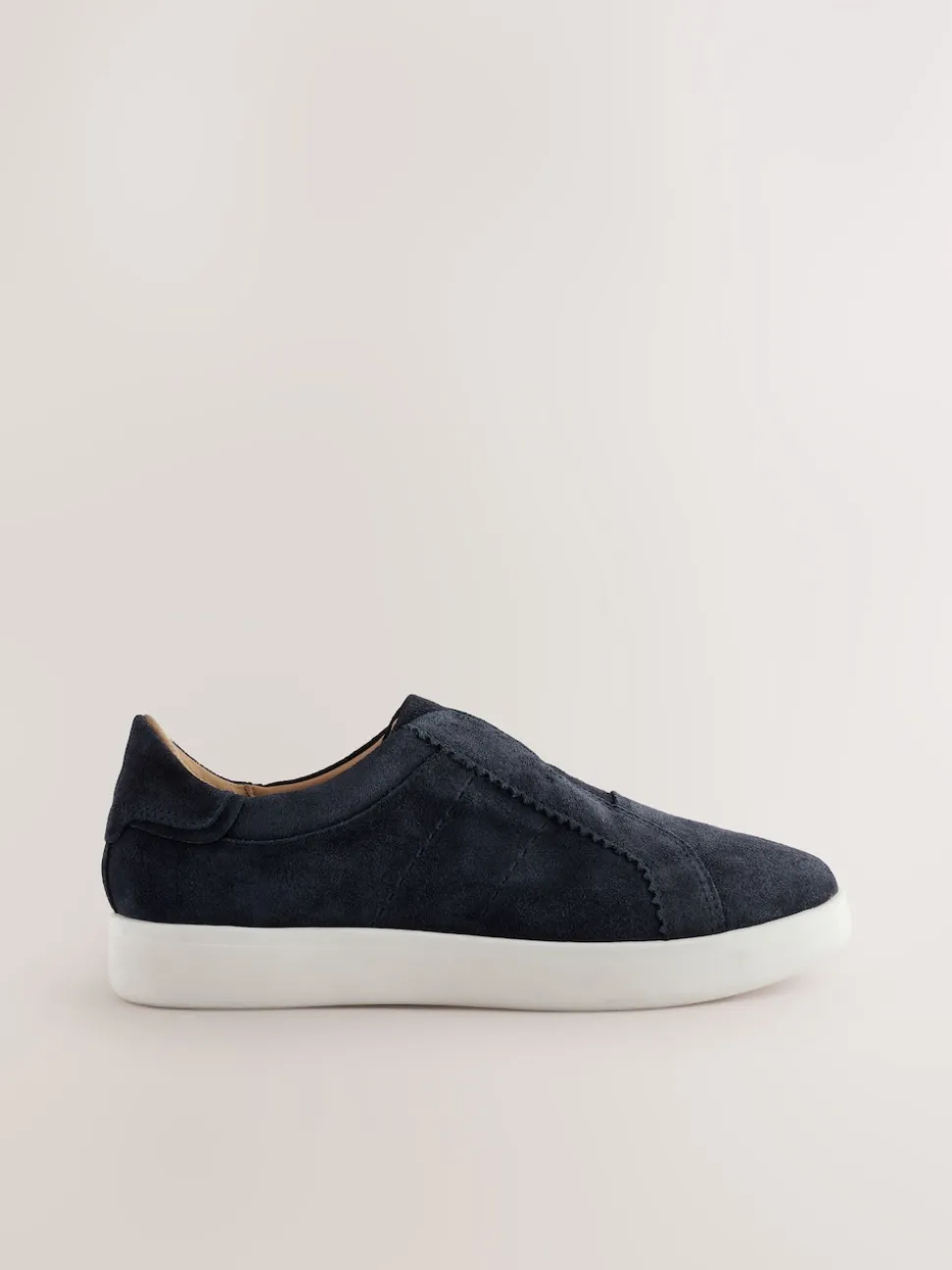 Navy Signature Premium Leather Laceless Slip-On Trainers