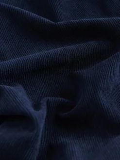 Navy Smoothing Cord Wide Leg Trousers