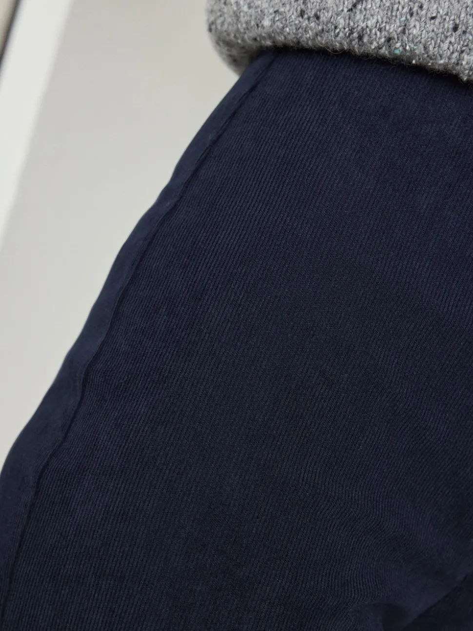 Navy Smoothing Cord Wide Leg Trousers